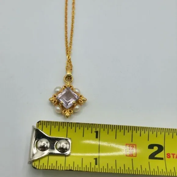 Vintage gold Alexandrite pearl pendant necklace - Picture 6 of 8